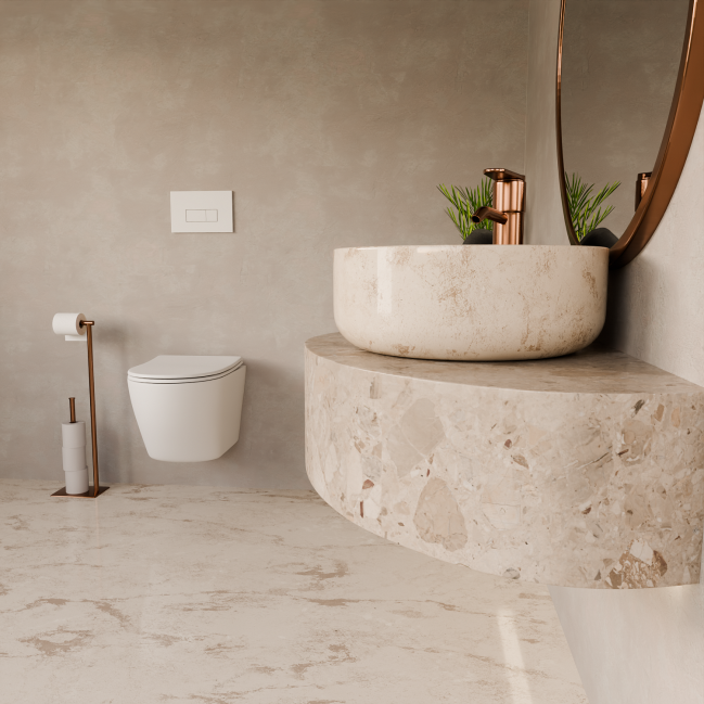 Унитаз подвесной TONI ARTI ESTETICA Milano со смывом торнадо, с микролифтом, накладка золото