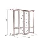 Шкаф Лоренцо 4-х дверный с зеркалами, дуб сторсанд