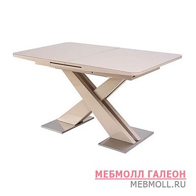Обеденный стол дизайнерский раздвижной бежевый 140 см современный (арт 6809)