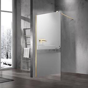 Душевая перегородка Walk-In VSW-1H100MRG, 1000*2000, матовый золотой, стекло зеркальное