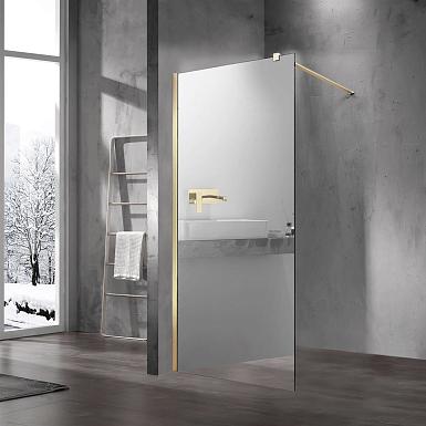 Душевая перегородка Walk-In VSW-1H100MRG, 1000*2000, матовый золотой, стекло зеркальное