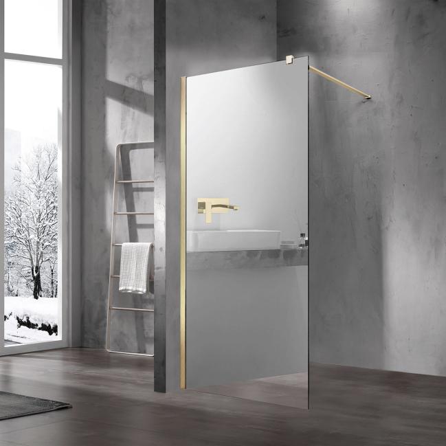 Душевая перегородка Walk-In VSW-1H100MRG, 1000*2000, матовый золотой, стекло зеркальное