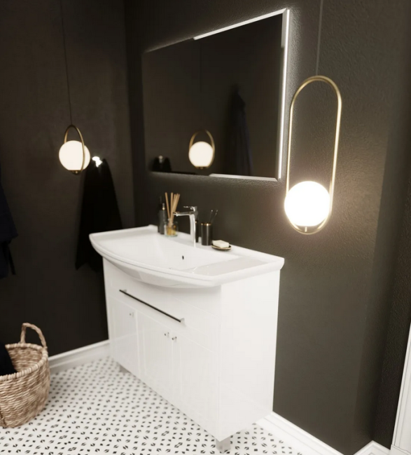 Тумба Lina Classic New 85Н 1в.я 2д Белый глянец