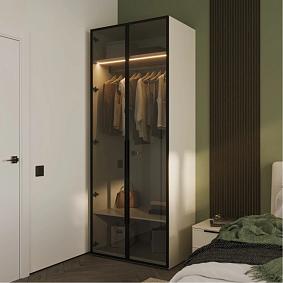 Шкаф распашной Кристелл Персидский жемчуг / тонированный графит / черный муар