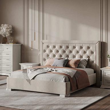 Кровать Лоренцо без н/с, 1800х2000, дуб сторсанд, мягкая беж