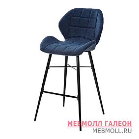 Барный стул дизайнерский ножки черные мягкий синий лофт (арт 7826)