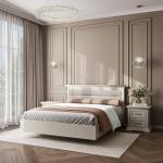 Кровать Лоренцо без н/с, с мягким элементом, 1600х2000, дуб сторсанд 