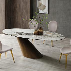 Стол дизайнерский овальный из керамогранита 240 см (арт 28926)