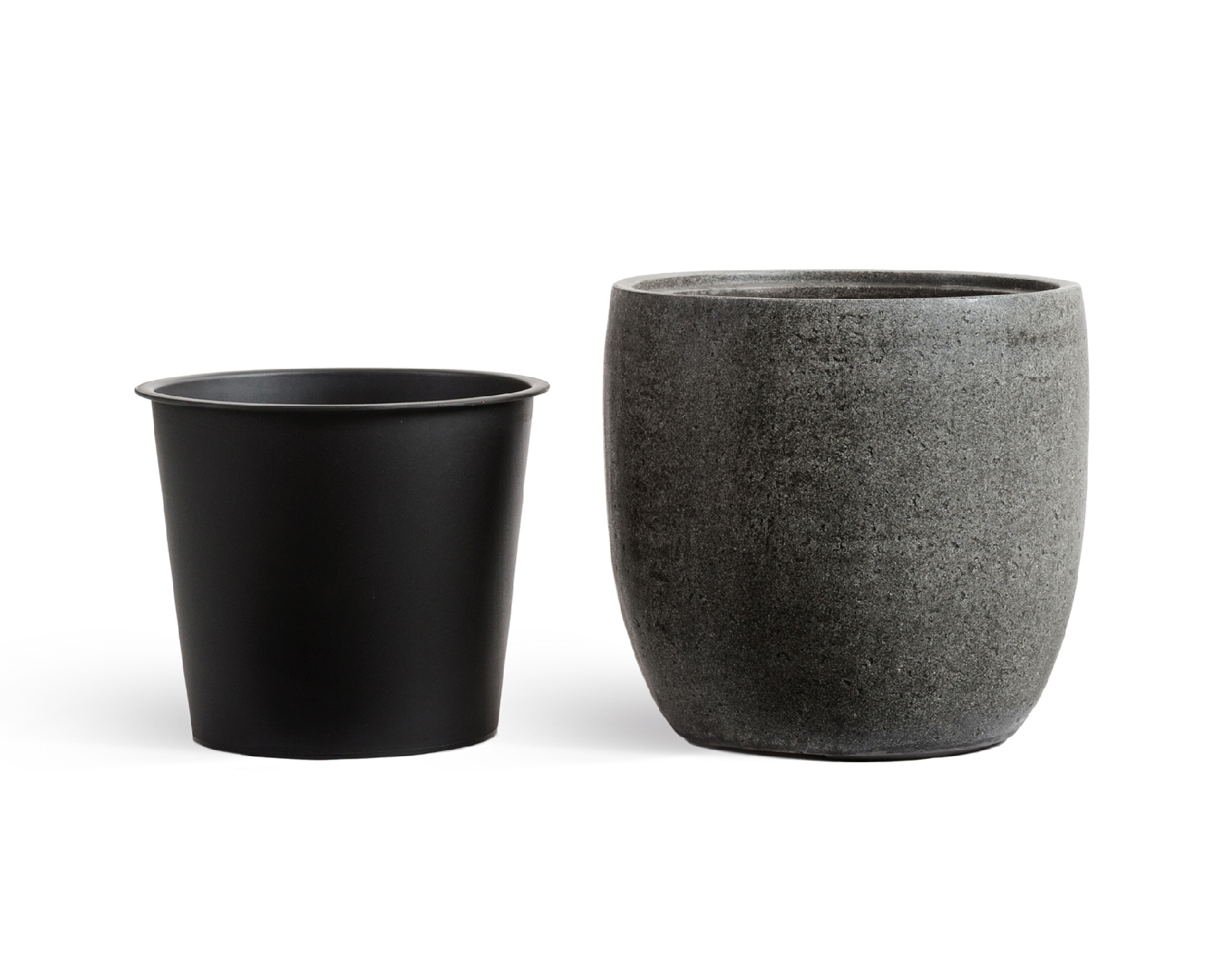 Кашпо чаша, тёмно-серый камень