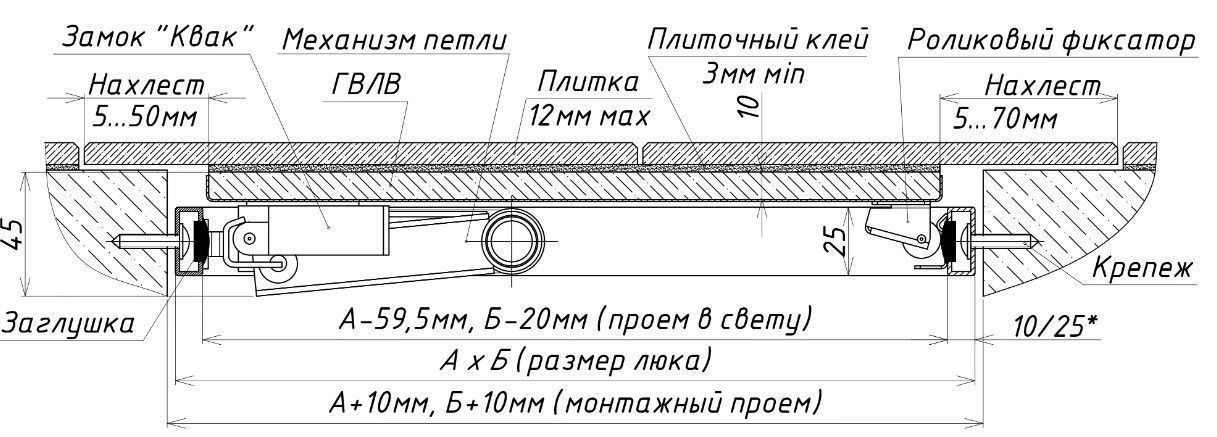 Люк под плитку СТИЛ 200х300